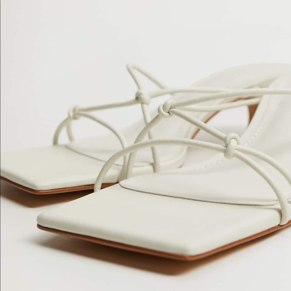 NWOT Mango Knots Heel Sandals in White - Picture 2 of 8